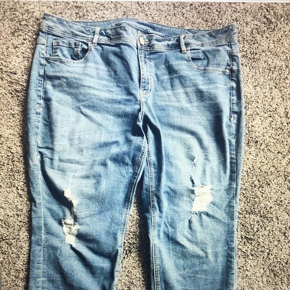 Lane Bryant Medium Blue Distressed Ankle Jeans